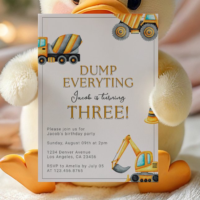 Invitation Construction Dump Tout 3ème anniversaire (Créateur téléchargé)