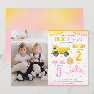 Invitation Construction et frères et sœurs de la princesse an