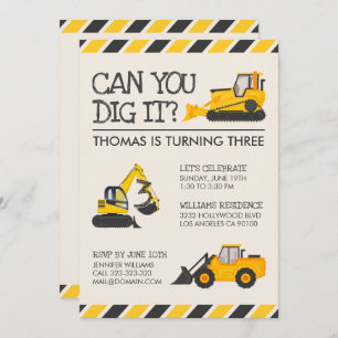 Invitation Construction fête d'anniversaire coutume Julia