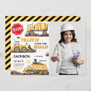 Invitation Construction modifiable Anniversaire Photo Invitat