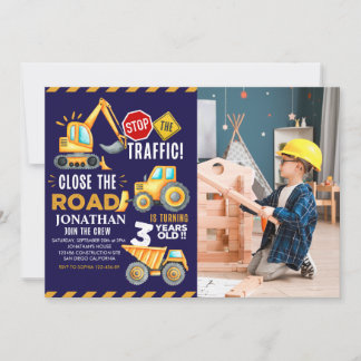 Invitation Construction Party for 3rd Birthday Boy