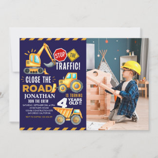 Invitation Construction Party for 4th Birthday Boy