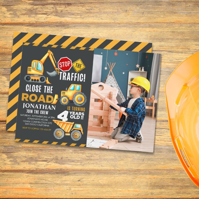 Invitation Construction Party for 4th Birthday Boy (Créateur téléchargé)