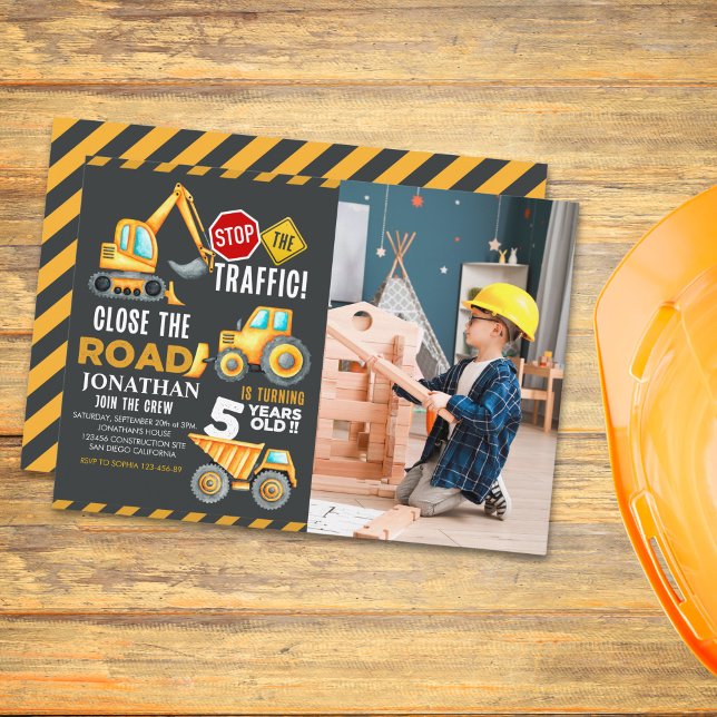 Invitation Construction Party for 5th Birthday Boy (Créateur téléchargé)