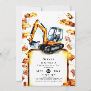 Invitation Construction simple Camion Anniversaire