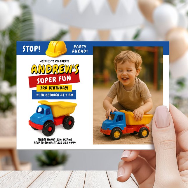 Invitation Construction Truck Birthday Party (Créateur téléchargé)