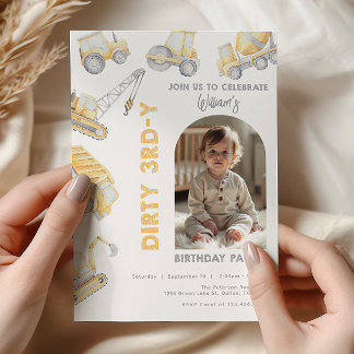 Invitation Construction Trucks 3rd Birthday Party