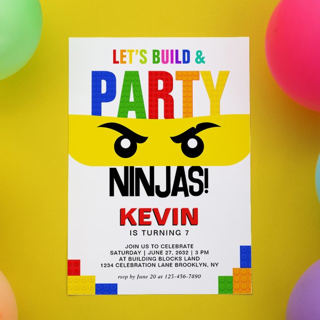 Invitation Construisons et faisons la fête Blocs de construct (Créateur téléchargé)