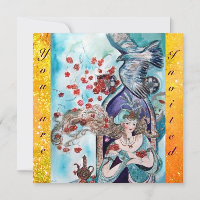 Invitation CONTE DE FÉE TURC, éclat rouge bleu jaune vif (Devant)