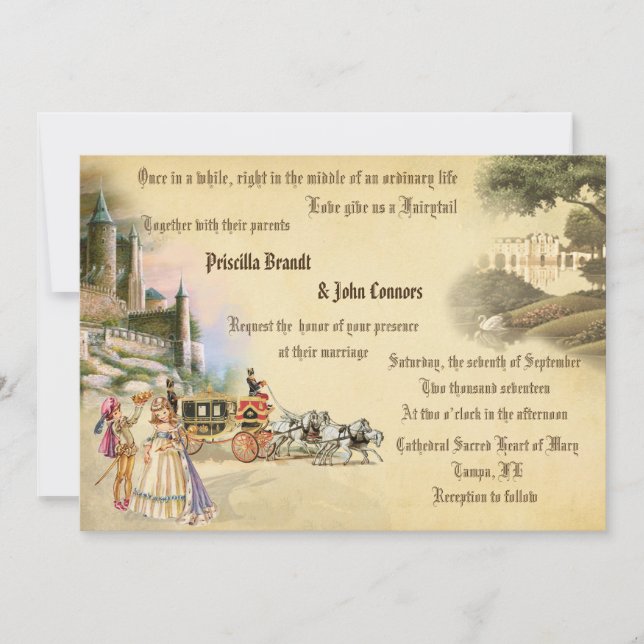 Invitation conte de fées d'Imaginaire mariage, création uniqu (Devant)