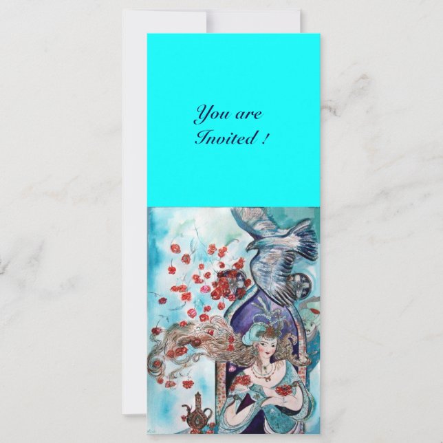 Invitation CONTE DE FÉES TURC ,rouge vif bleu blanc (Devant)