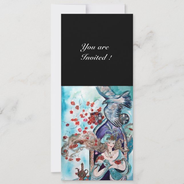 Invitation CONTE DE FÉES TURC ,rouge vif bleu blanc noir (Devant)