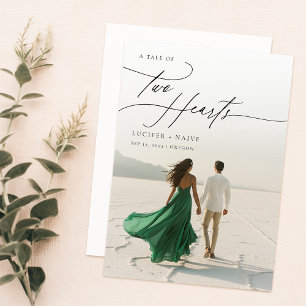 Invitation Conte de script de Whimsical de deux coeurs Mariag