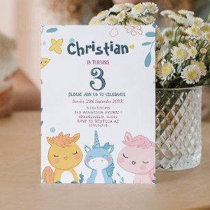 Invitation Conte fée et animaux mignons Fête d'anniversaire