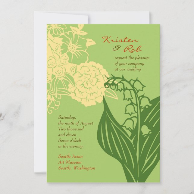 Invitation Contempo Floral (Concombre / Crème) (Devant)