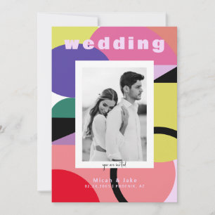 Invitation Contemporain 2 Photo Coloré Mariage géométrique