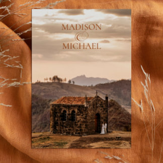 Invitation Contemporain Chic Boho Terracotta Mariage Photo