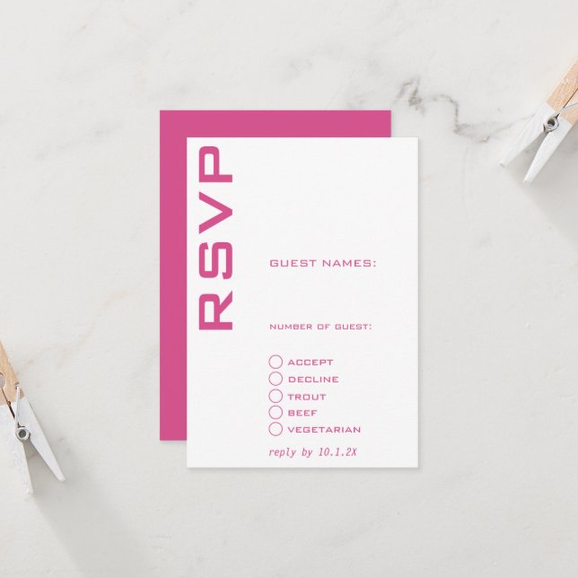Invitation Contemporain rose et blanc (Devant/Arrière en situation)