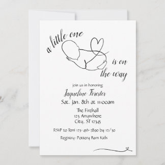 Invitation Continuous Line, Minimalist Baby Shower