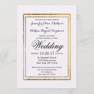 Invitation Contour et blanc simples élégants d'or de Faux