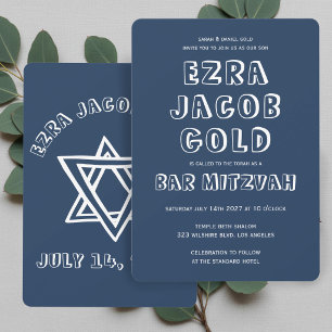 Invitation CONTOUR LETTRES ÉTOILE DE DAVID Bar Mitzvah sur me
