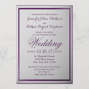 Invitation Contour Royal violet foncé sur dégradé gris