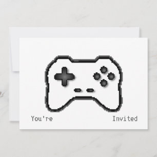 Invitation Contrôleur de jeu Noir Blanc 8 bits Style de jeu v