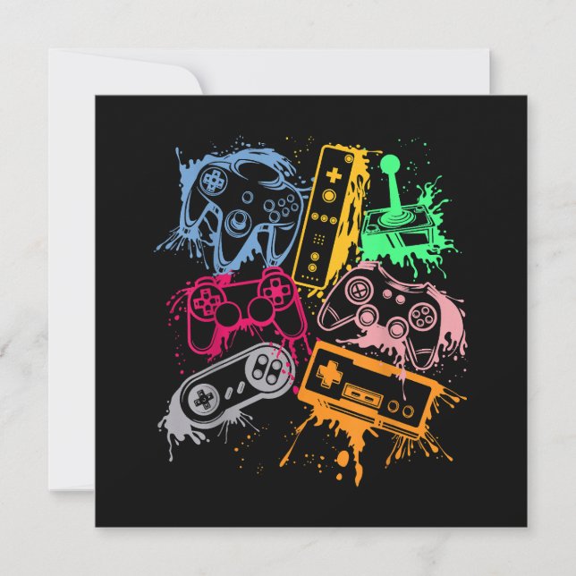 Invitation Contrôleurs de console de jeu vidéo Retro 80's 90' (Devant)