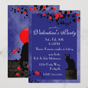 Invitation Conversation Noir aux Roses Rouges Saint Valentin