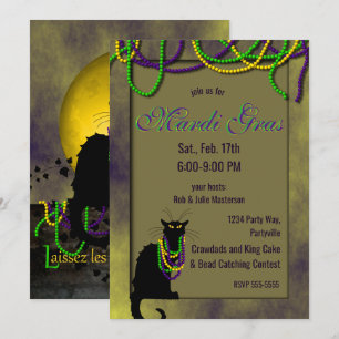 Invitation Conversation Noir Mardi Gras