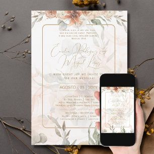 Invitation Convite de Casamento Folhas Verdes portugais