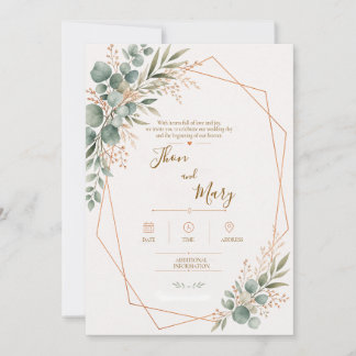 Invitation Convite de Casamento Moderno Rustico Floral