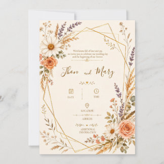 Invitation Convite de Casamento Moderno Rustico Floral