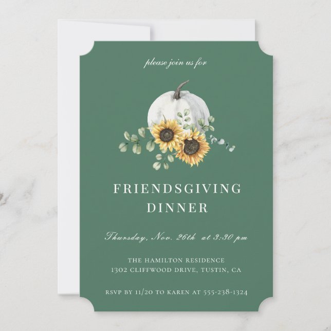Invitation Convivial Citrouille blanc (Devant)