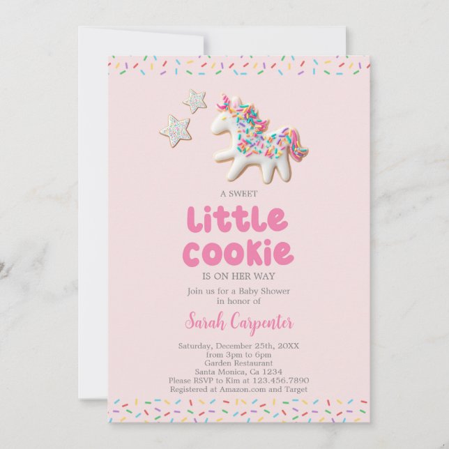 Invitation Cookie Baby Shower Girl (Devant)
