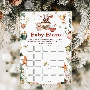 Invitation Cookie Christmas Baby Bingo Baby shower Jeu