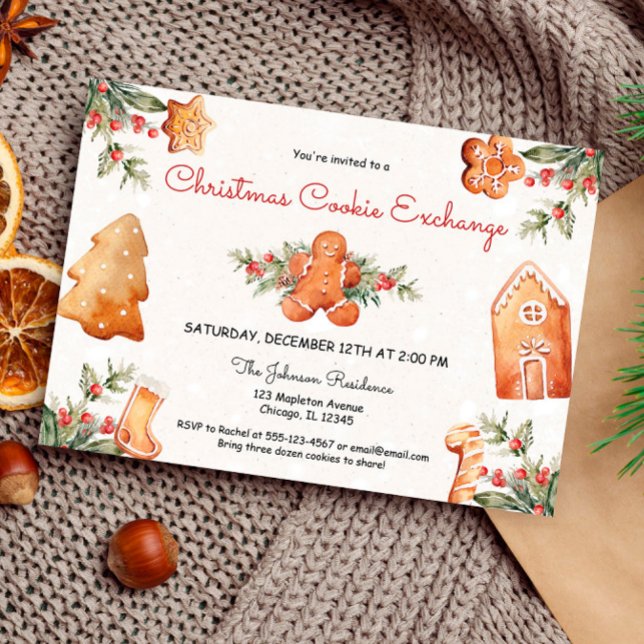 Invitation cookie de Noël échange de petits gâteaux de pain d (Créateur téléchargé)
