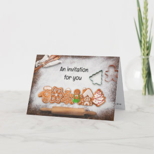 Invitation Cookie Exchange Noël Fête Thème Gingerbread