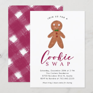 Invitation Cookie Swap Gingbread Man Christmas Party