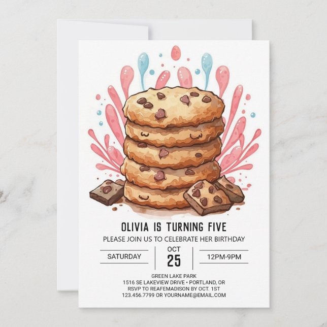 Invitation Cookies Chic Pink Candyland Anniversaire (Devant)