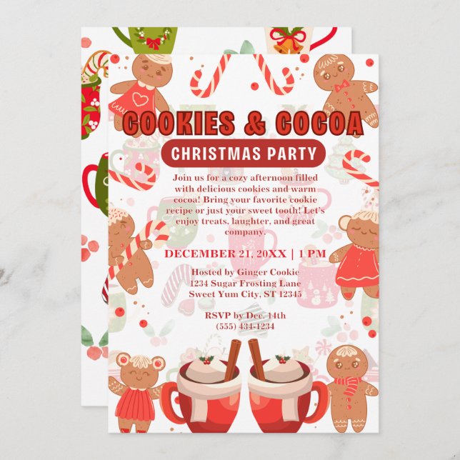 Invitation Cookies & Coca Christmas Motif Party (Devant / Derrière)