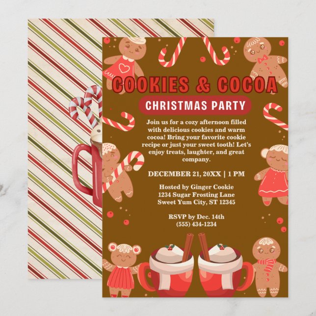 Invitation Cookies & Coca Noël Fête Brown (Devant / Derrière)