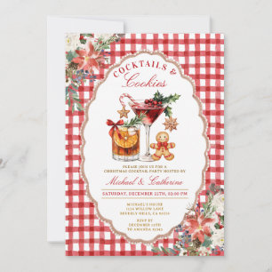 Invitation Cookies & Cocktails Conviviale Gingham Rouge Rusti