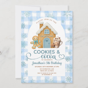 Invitation Cookies & Cocoa Anniversaire Flocons de Neige Ging