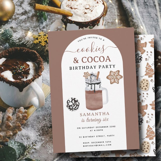 Invitation Cookies & Cocoa Hot Chocolate Kids Winter Birthday (Cookies & Cocoa Hot Chocolate Kids Winter Birthday Invitation)