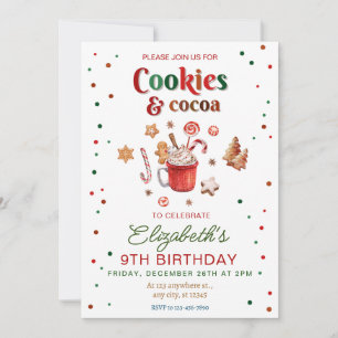 Invitation Cookies d'anniversaire de Noël et cacao Festive