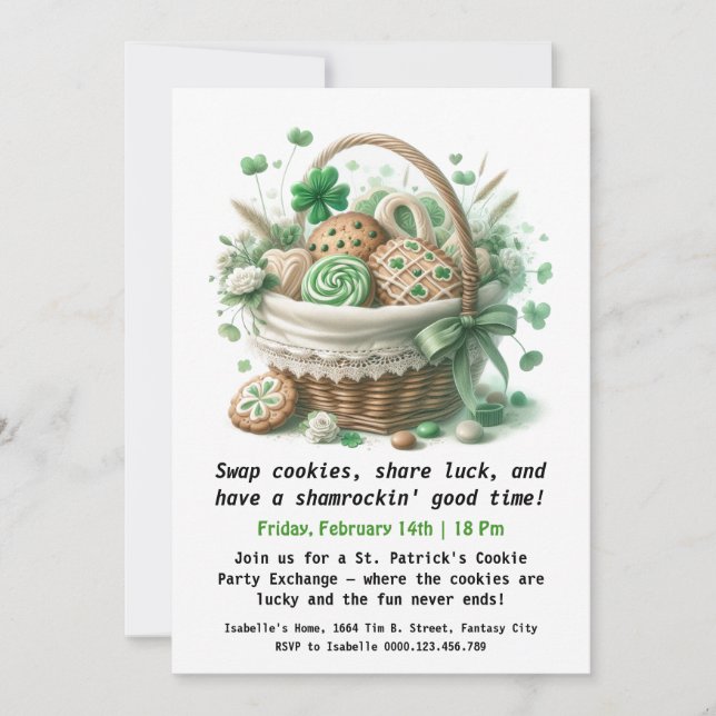 Invitation Cookies de la Saint-Patrick – Chance et Amour Douc (Devant)