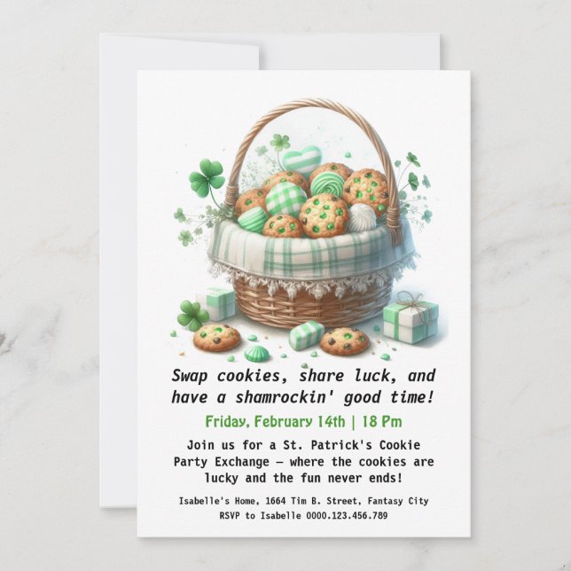 Invitation Cookies de la Saint-Patrick – Chance et Amour Suav (Devant)