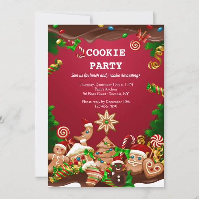 Invitation Cookies de Noël Décoration et échange (Devant)