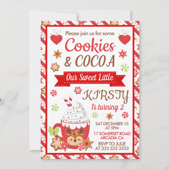 Invitation Cookies de Noël et cacao Anniversaire (Devant)